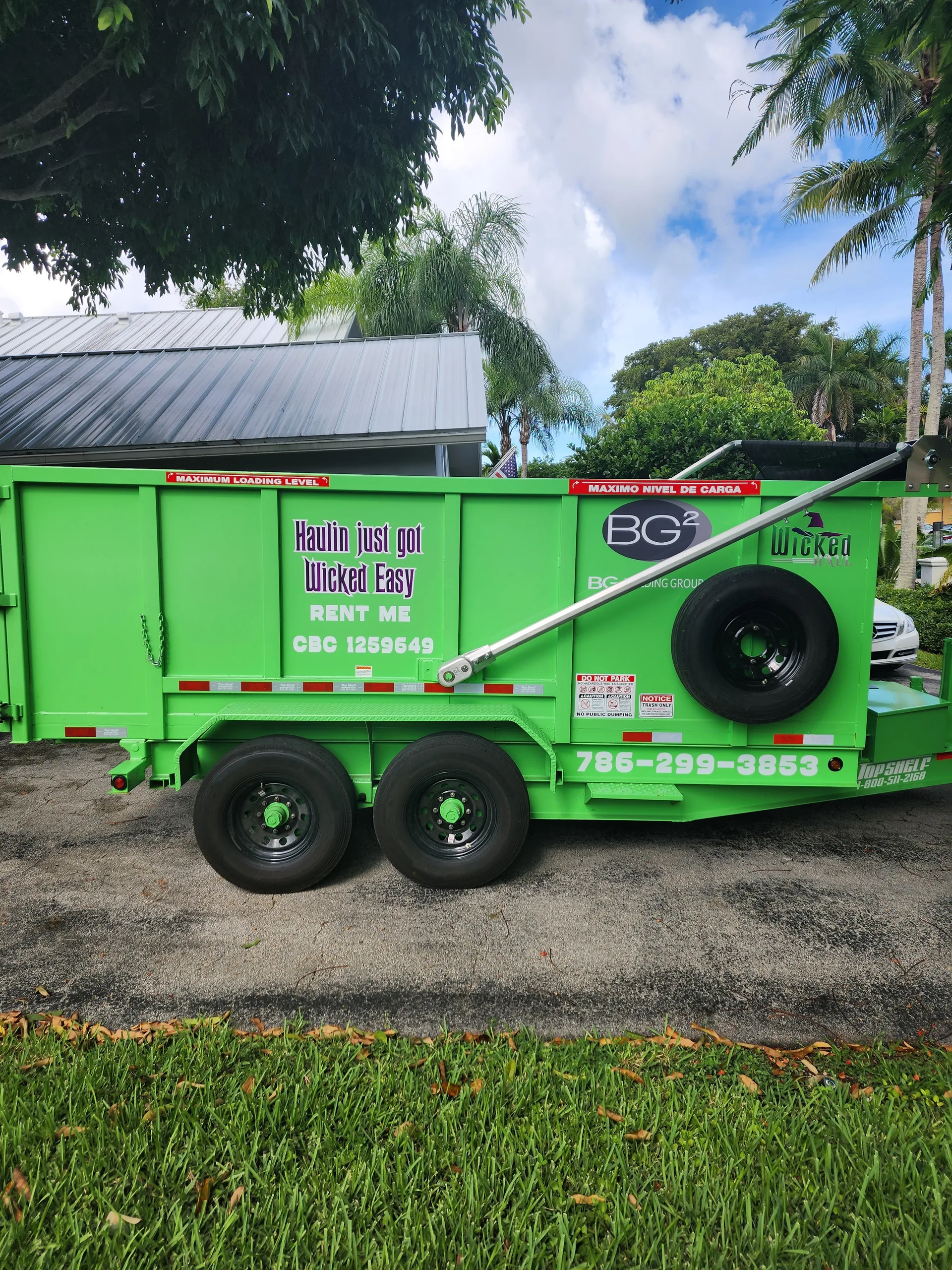 Wicked Haul rental dumpster ready for delivery